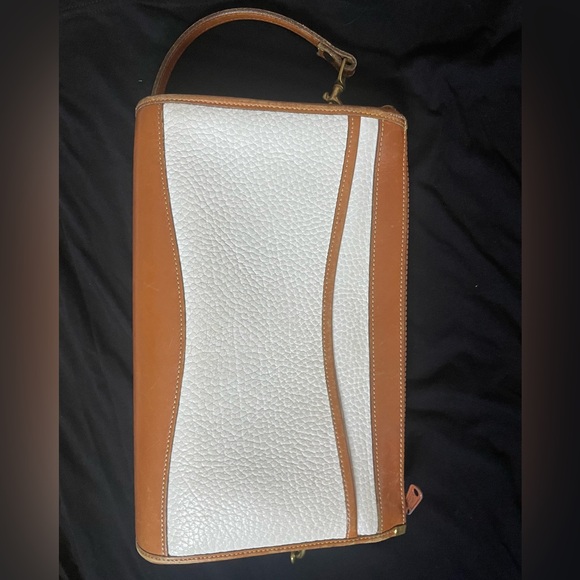 Vintage Designer Dooney & Bourke White & Tan Leather Shoulder Bag - Picture 7 of 7
